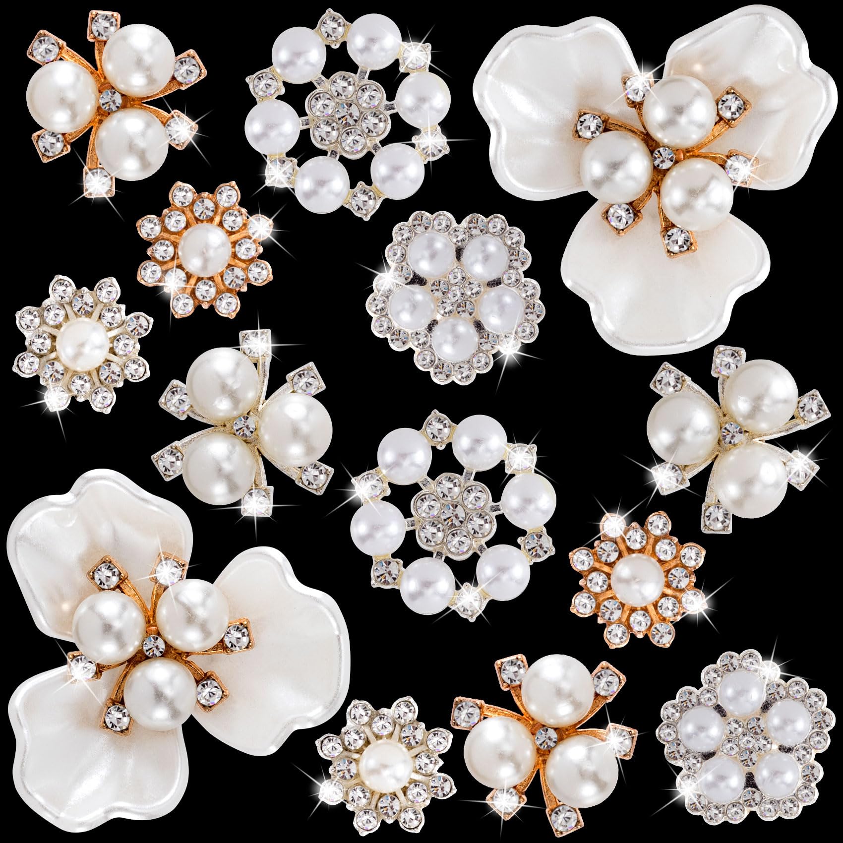 Joez Wonderful 14 Pcs Pearl Rhinestone 0.6 inch to 1.39 inch, 7